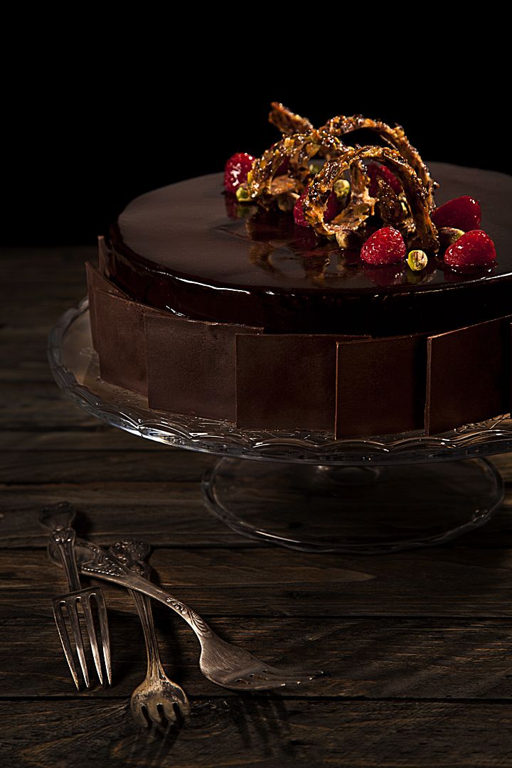 Pistachio and Raspberry Chocolate Mousse Cake