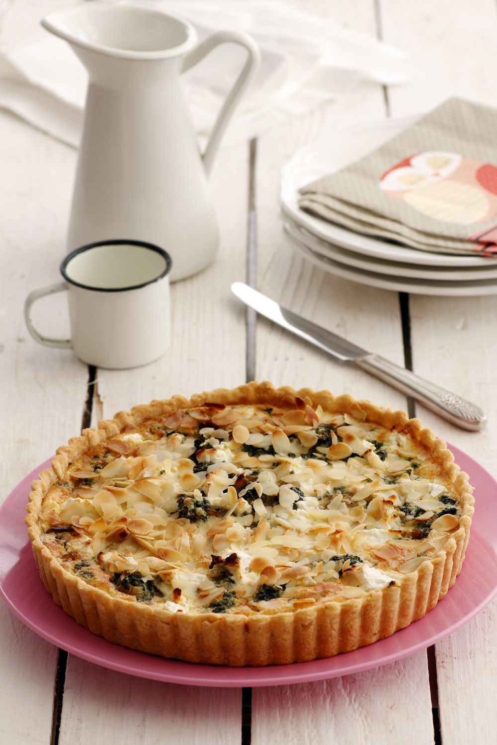 Spinach Quiche with Feta Cheese and Almond