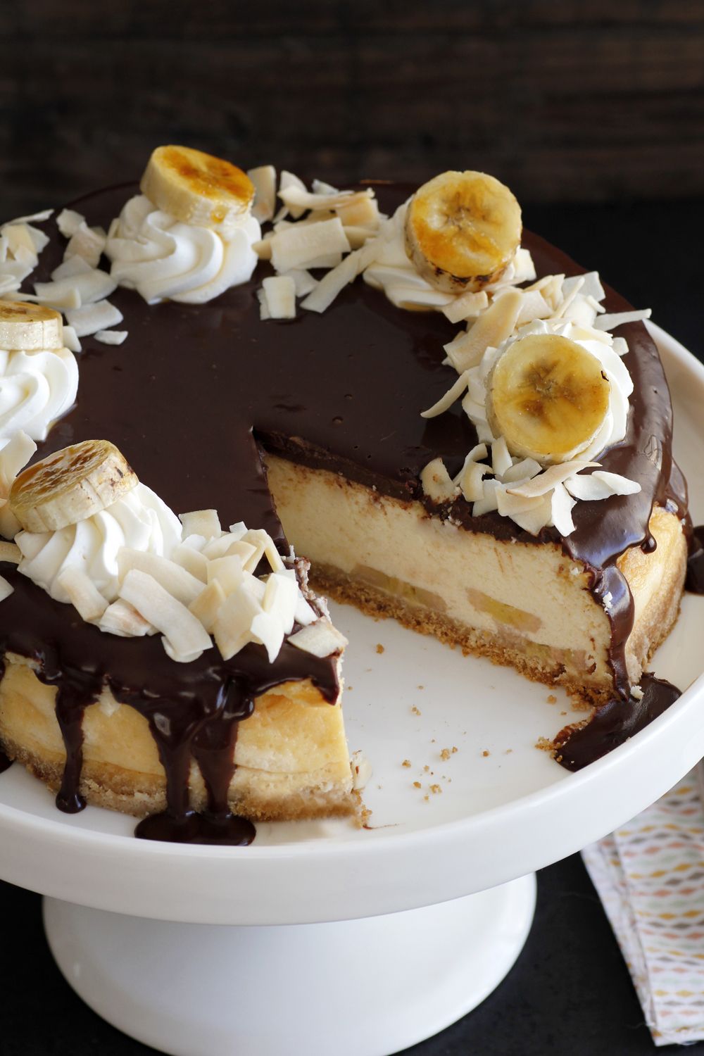Chocolate and Banana Coconut Cheesecake
