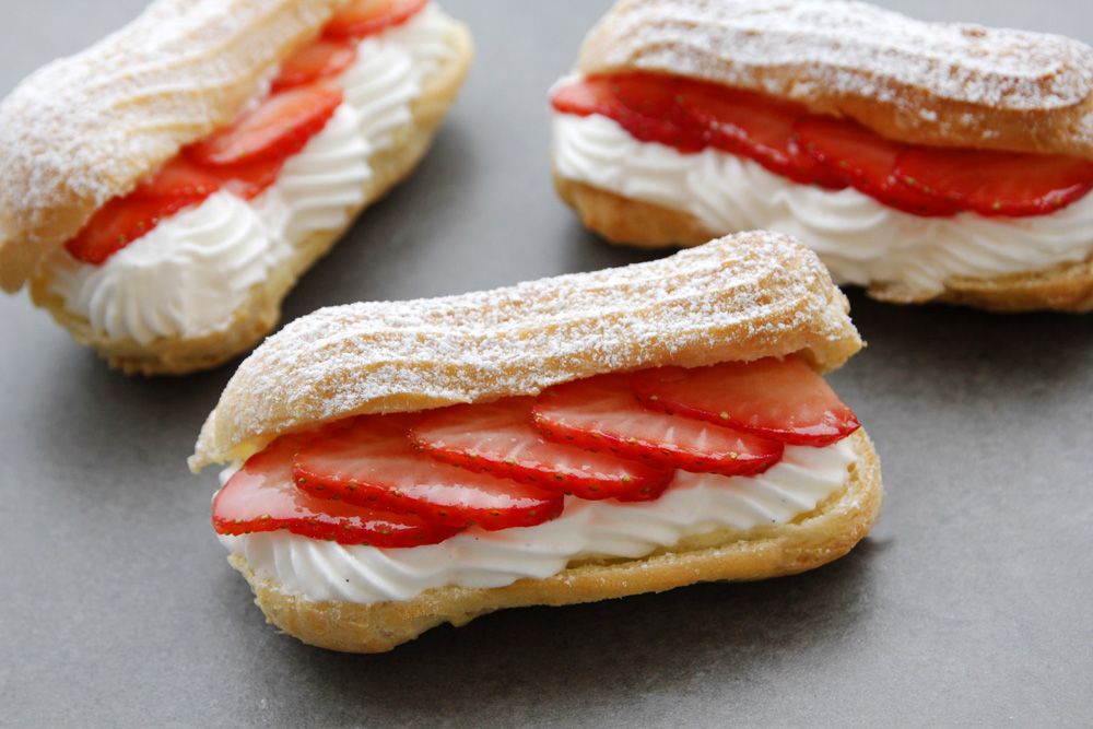 Strawberry Eclairs with Whipped Cream