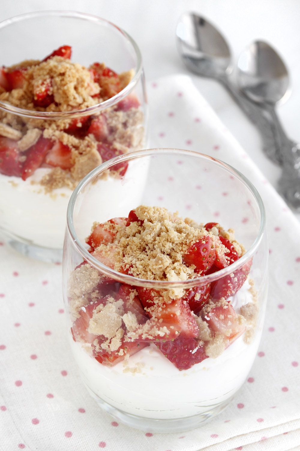 Strawberry, Cream and Streusel Cups