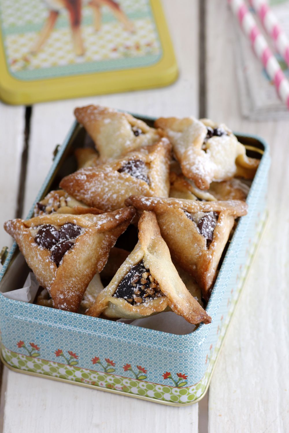 Almond Hamantaschen Cookies Filled with Chocolate