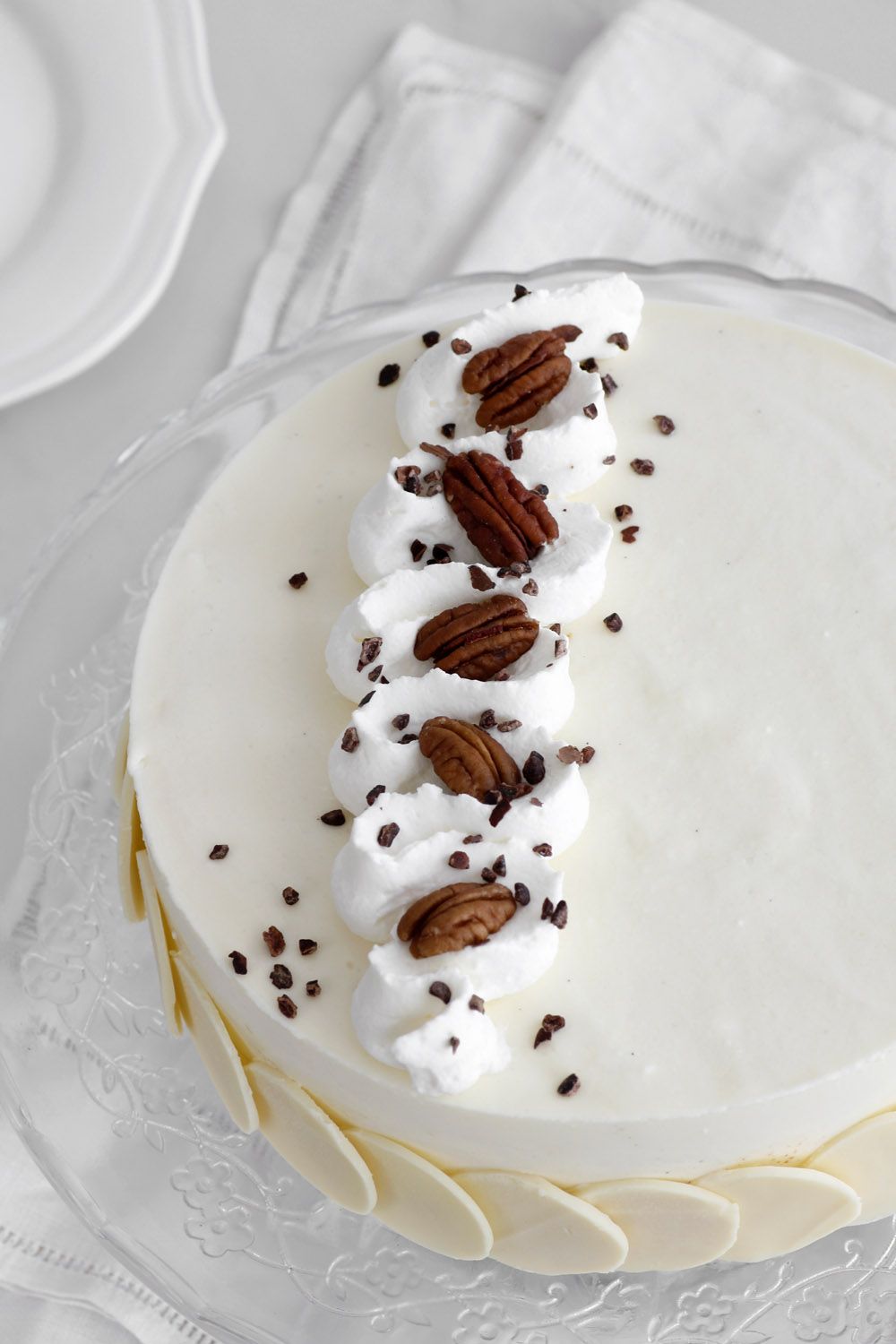 White Chocolate Mousse Cake with Mascarpone and Pecan White Chocolate Mousse Cake with Mascarpone and Pecan