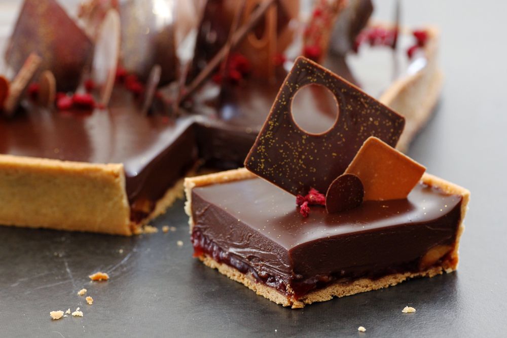 Peanut Butter and Jelly Chocolate Tart