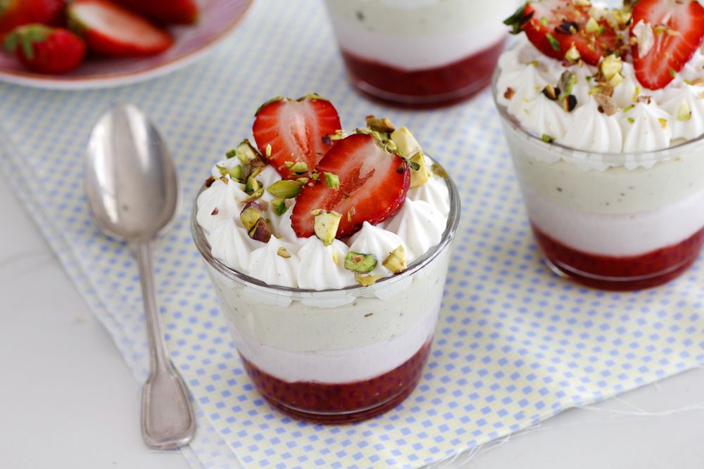 Pistachio and Strawberry Parfaits