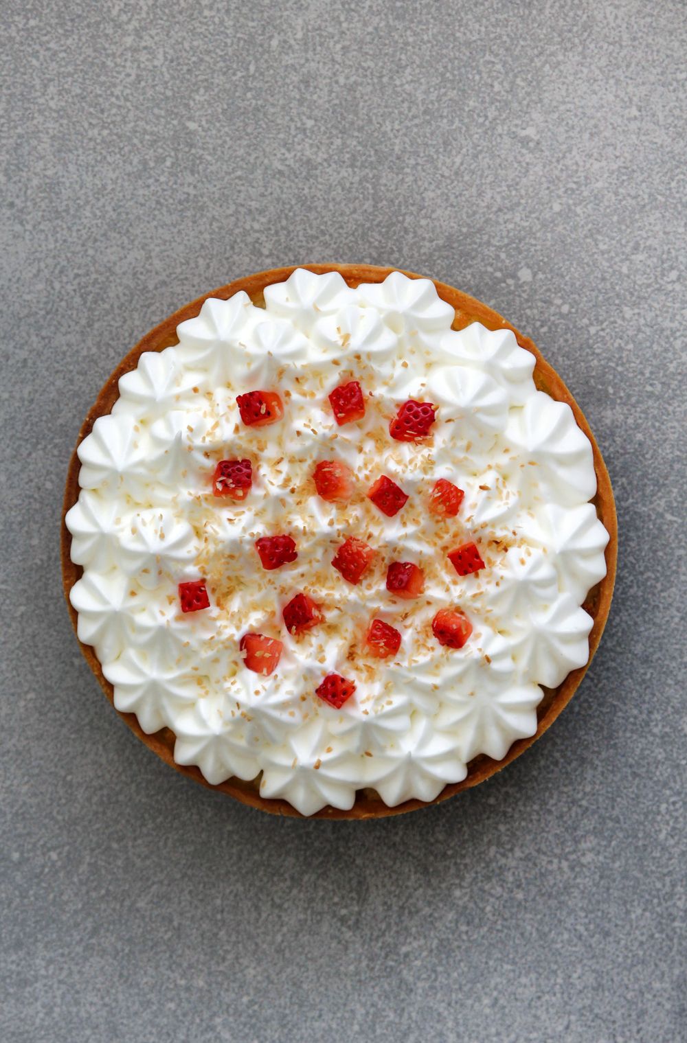 Coconut Tart with Strawberries and Rose Water