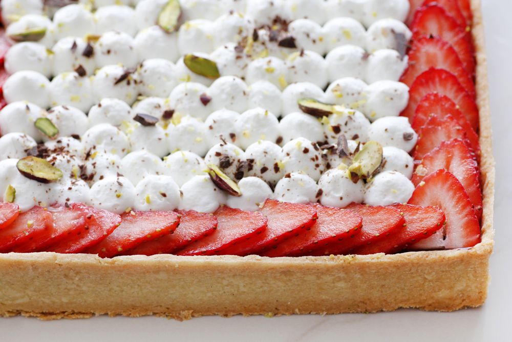 Salted Caramel Chocolate Pie with Pistachio and Strawberry