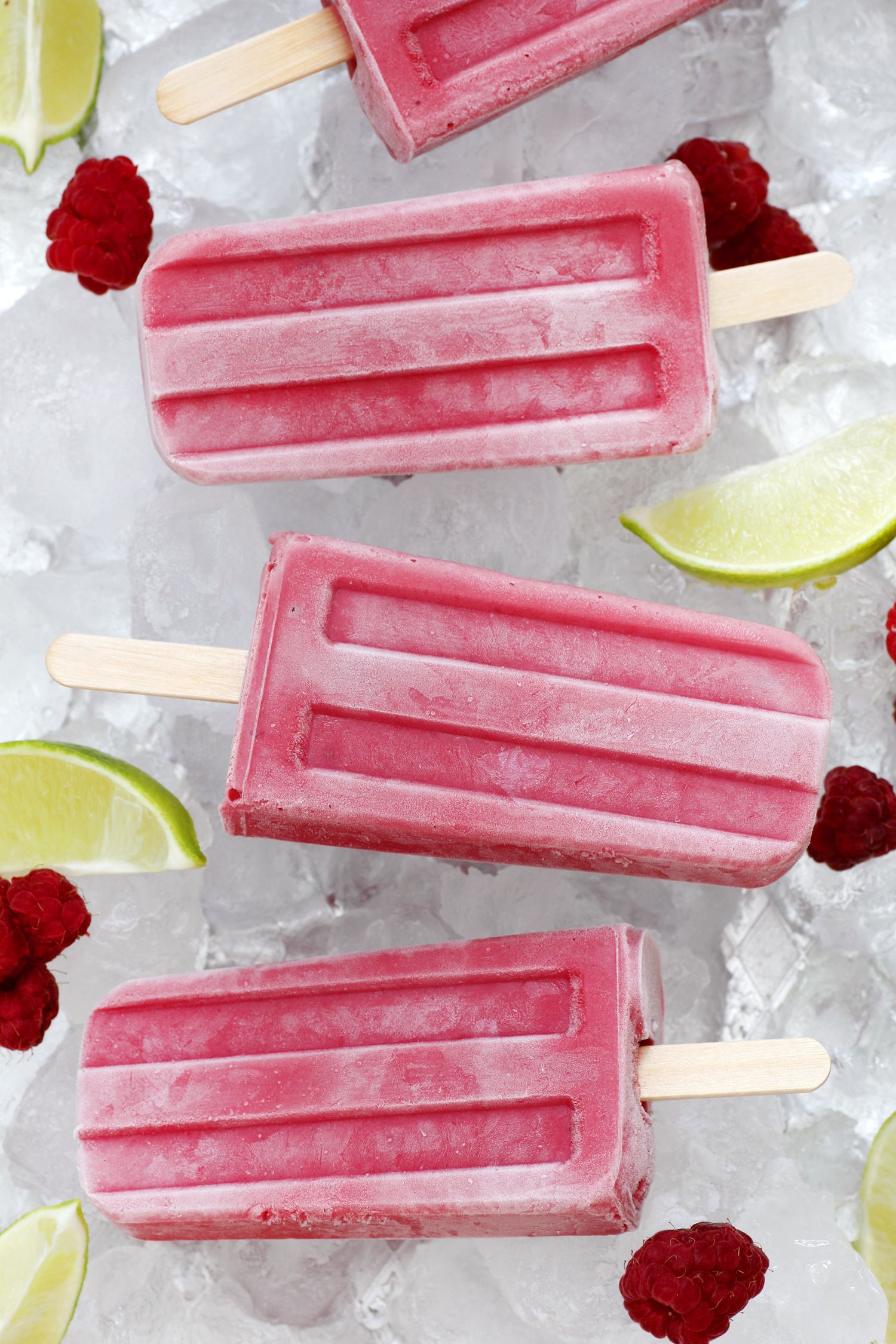 Raspberry Popsicles with Lime and Yogurt