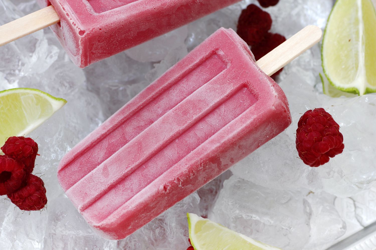 Raspberry Popsicles with Lime and Yogurt