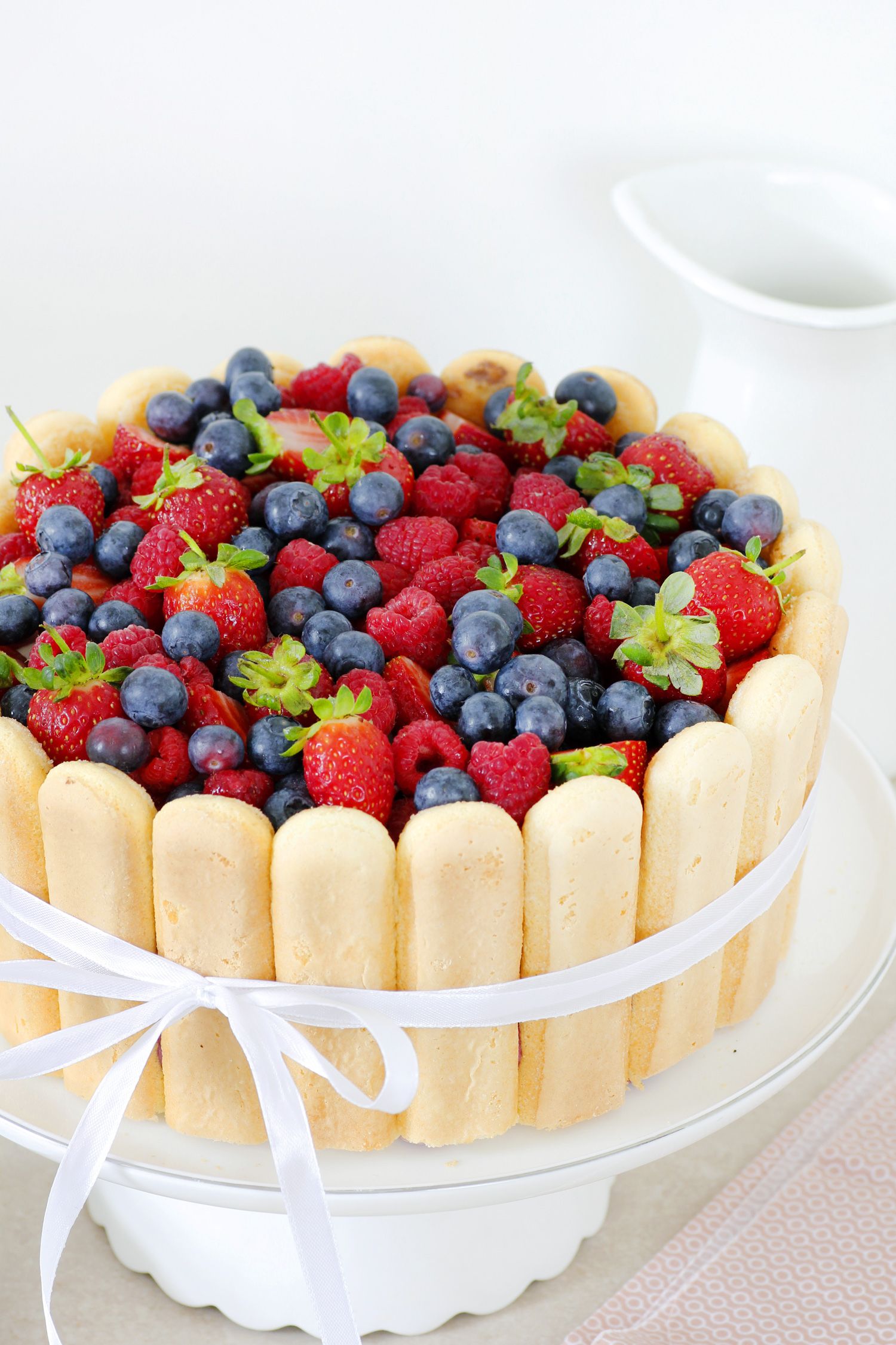 Chocolate and Vanilla Charlotte Cake with Berries