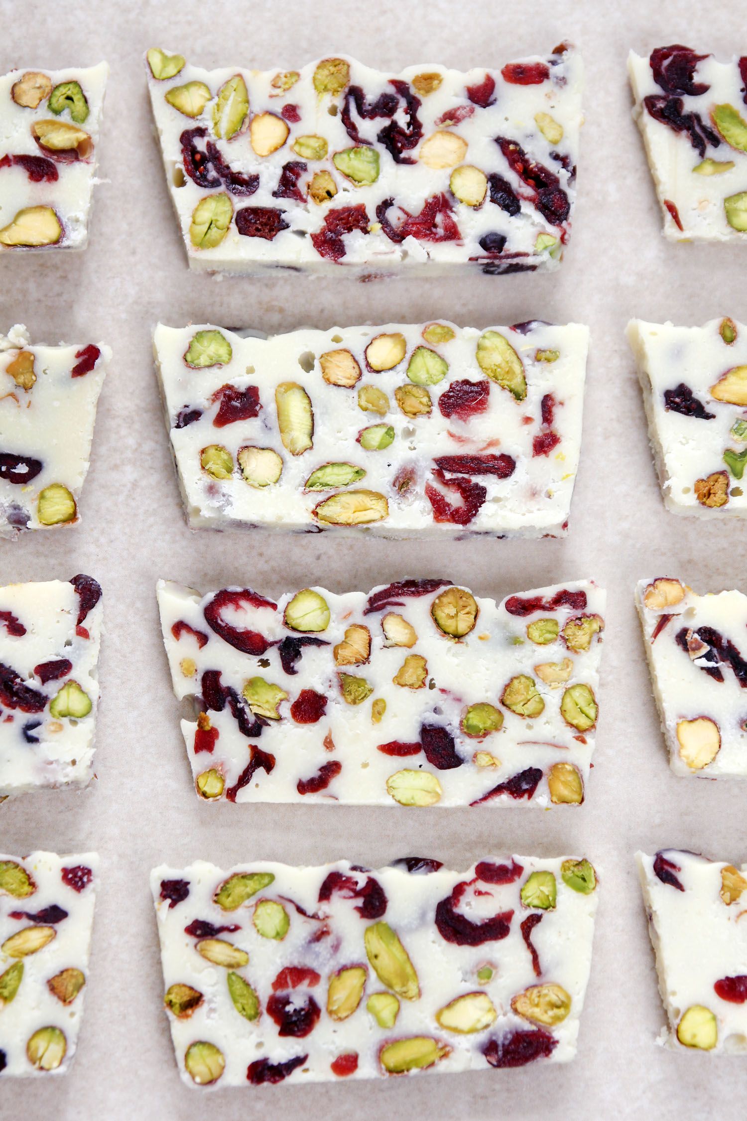 White Chocolate Fudge with Pistachio and Cranberry
