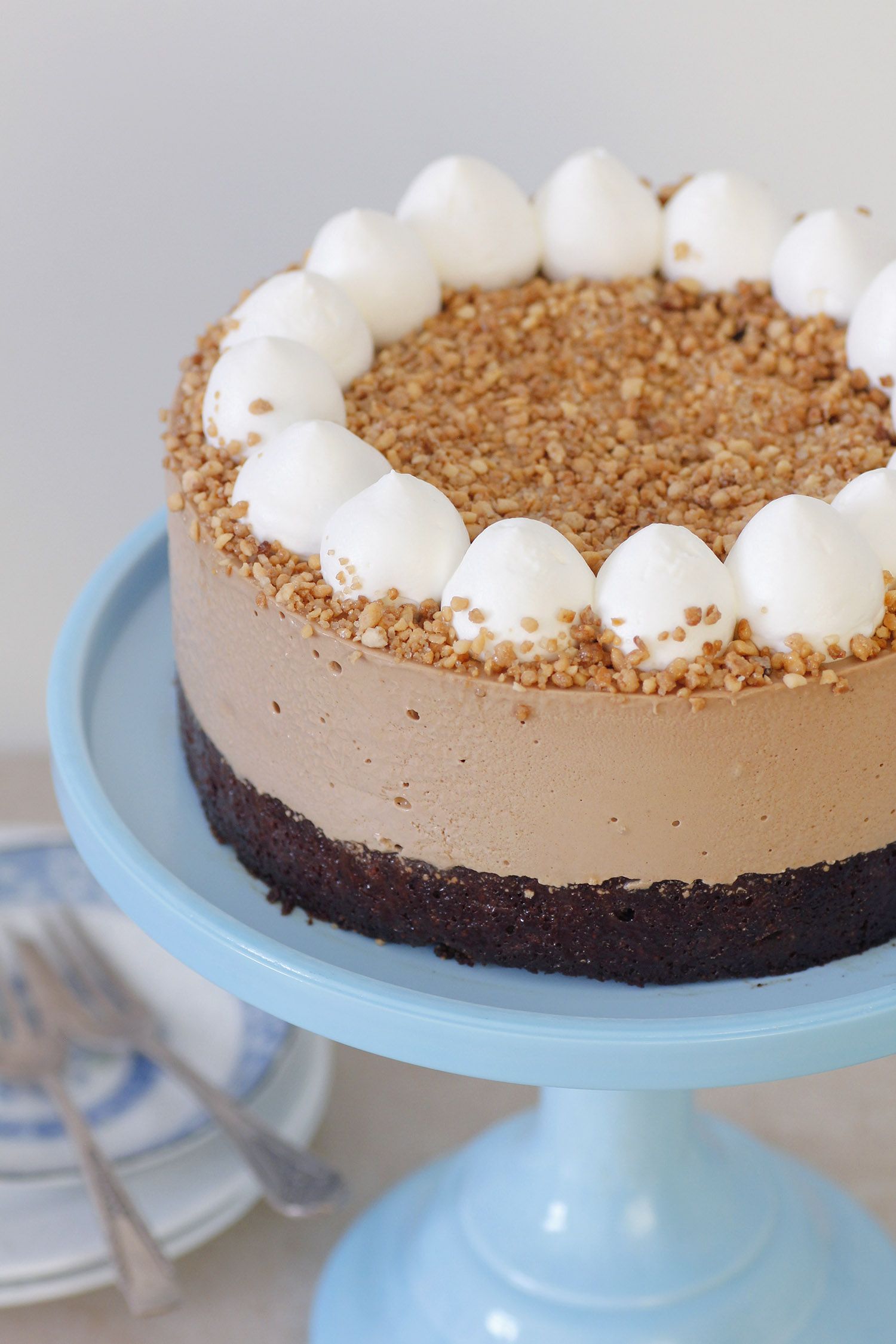 Coffee Mousse Cake with Chocolate and Hazelnuts