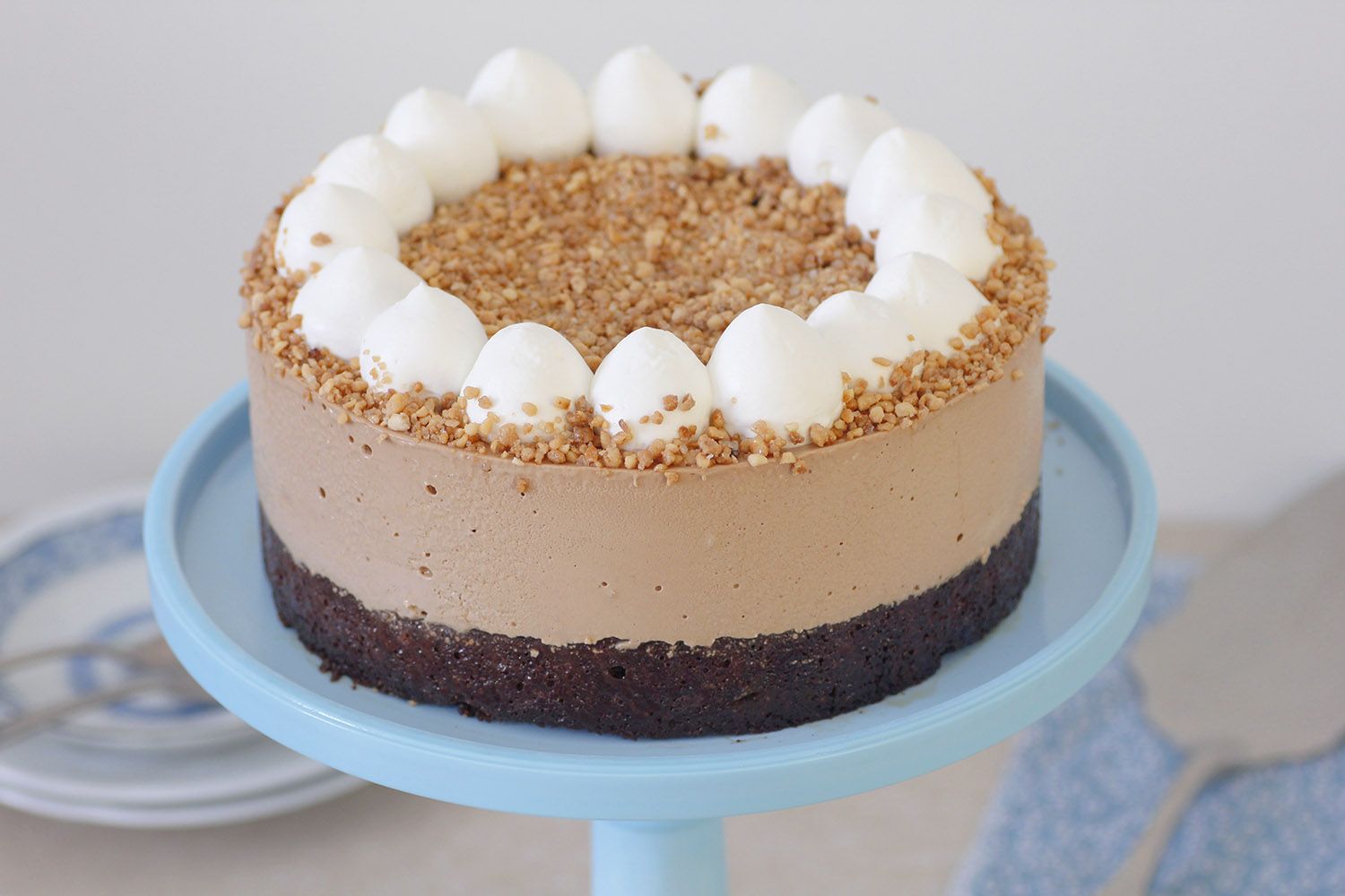 Coffee Mousse Cake with Chocolate and Hazelnuts