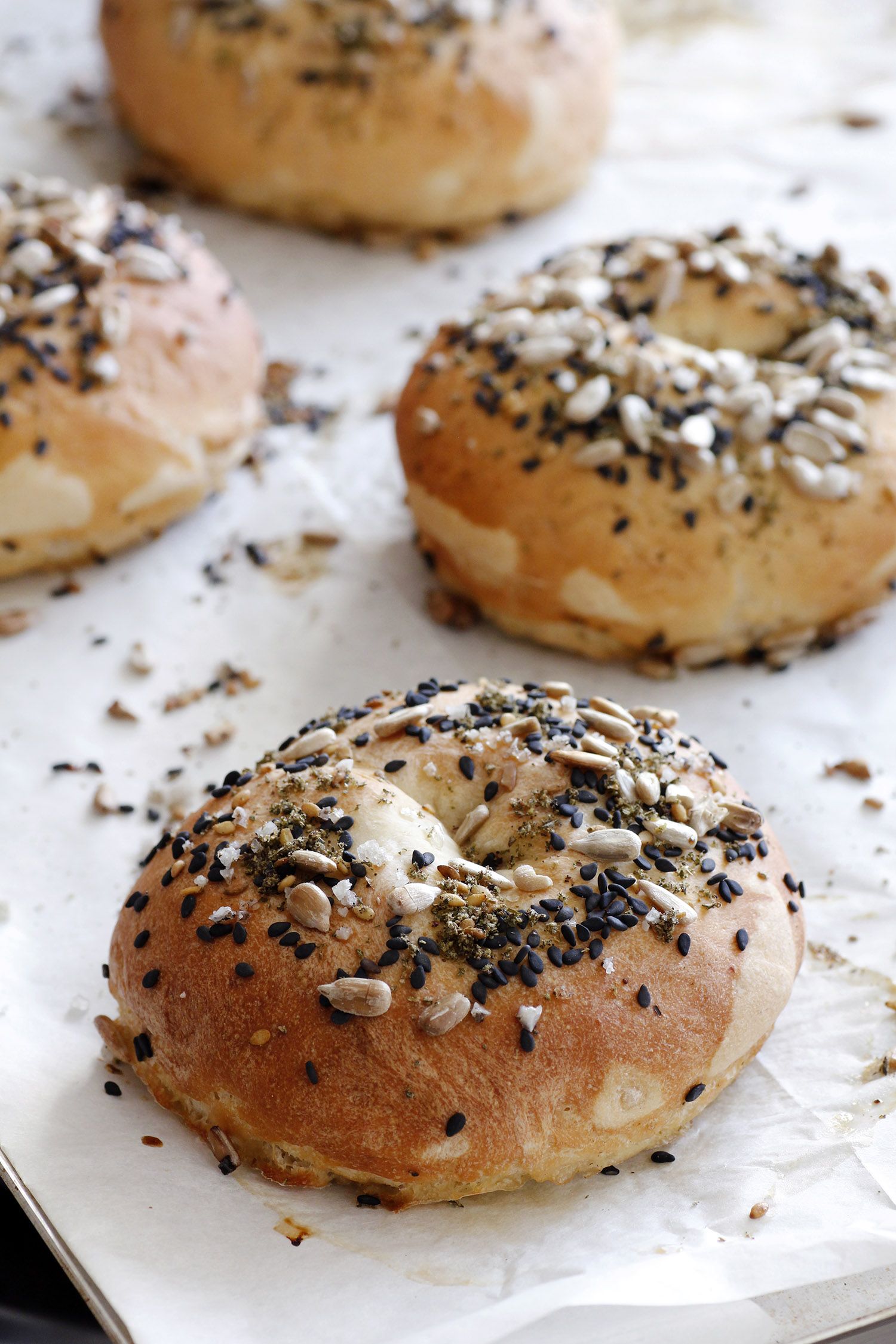 Soft Bagel with Seeds and Sea Salt