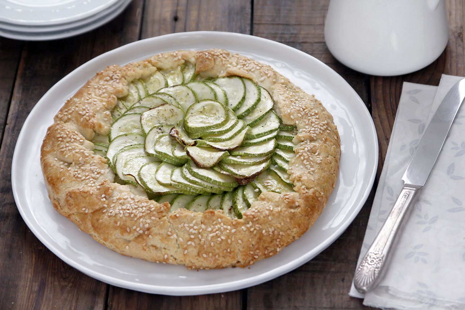 Cheese and Pesto Zucchini Galette